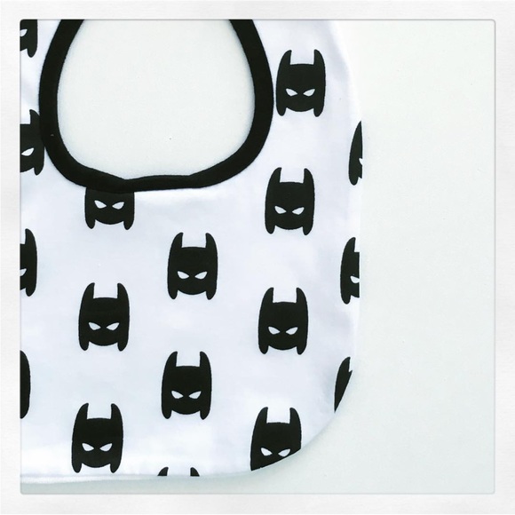 2 Baby Bibs, Monochrome Black and white, Batman, Cotton, tie up, terry towelling - Picture 2 of 3